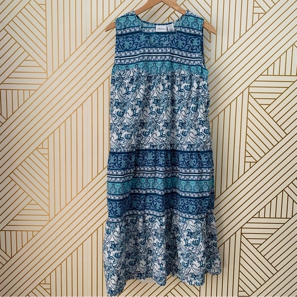 The Vermont Company Store floral paisley tiered layered cotton sleeveless dress - Picture 7 of 7